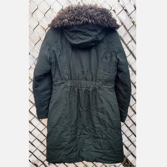 THE NORTH FACE Arctic Parka Goose Down Long Olive Green Puffer Coat Hood Women S - Picture 9 of 16